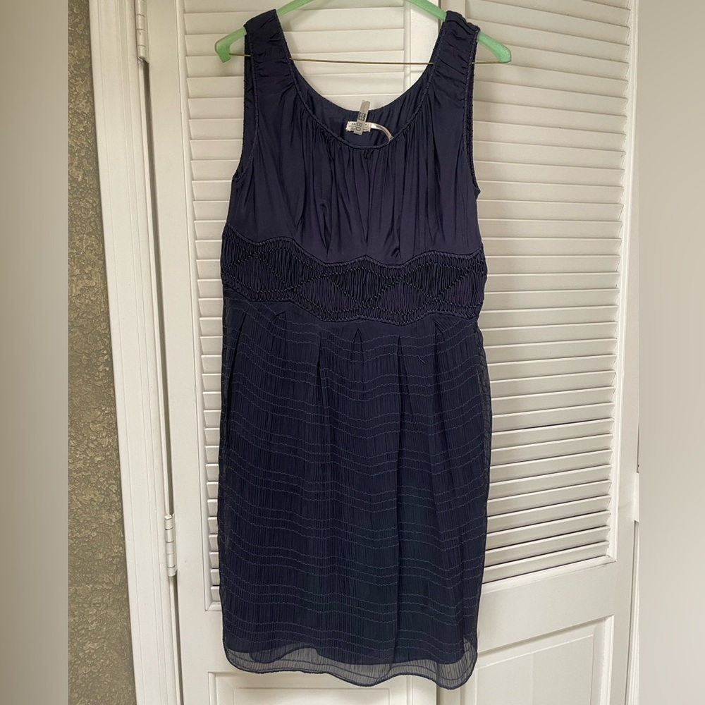 Leon Max navy silk dress